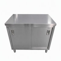 Armoire de rangement commerciale en acier inoxydable brossé, certifiée NSF, robuste, résistante à la corrosion, à 2 niveaux, réglable, avec porte