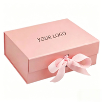 Boîte cadeau rigide rose de qualité supérieure avec logo personnalisé et nœud en ruban Emballage de luxe pour cosmétiques, parfums et coffrets cadeaux