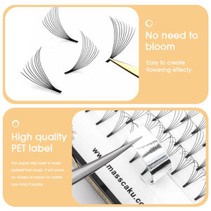 MASSCAKU 3D/4D/5D/6D Ventiladores prefabricados Extensión de pestañas de tallo corto 8-15mm Injerto rápido Pestañas de larga duración - Product Image 6