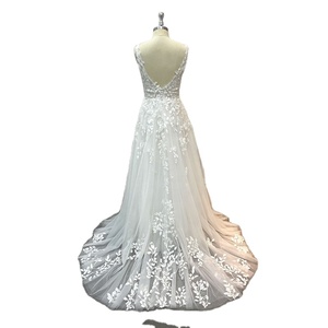 Fabricant de robes de mariée élégantes une ligne col en V rustiques en dentelle <span class=keywords><strong>2023</strong></span> Alibaba femmes Boho ailes détachables robes de mariée ivoire civile - Product Image 5