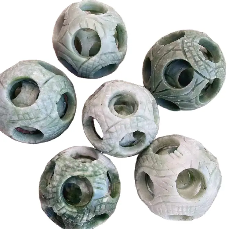 Wholesale Natural Crystal 9 Holes And Exquisite Jade Ball Set Hand Made Homocentric Sphere Crystal Craft For Gift