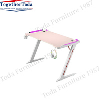 X Z forme personnalisé rose table de jeu chaise led rvb lumières ordinateur portable bureau avec porte-gobelet pour fille garçon