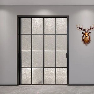 Porte coulissante en alliage d'aluminium de style français, simple vitrage, fonctionnement manuel, design décoratif - Product Image 1