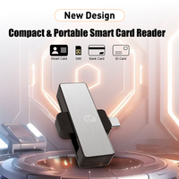 ZOWEETEK Mini lector de tarjetas tipo C ISO 7816 EMV CAC ID IC SIM ATM lector de crédito escritor tarjeta Chip plegable OTG lector de tarjetas inteligentes