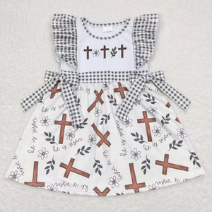 Ropa Infantil al por Mayor para Hermanos, Conjuntos de Pantalones Cortos para Niños y Niñas con Bordado de Cruz, Ropa de Pascua para Primavera - Product Image 4