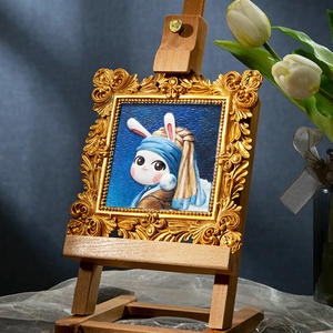 Estilo de dibujos animados pintado a mano acrílico relleno Digital <span class=keywords><strong>pintura</strong></span> al óleo jugar conejo tesoro tres vías alivio lindo conejo DIY impresión - Product Image 5