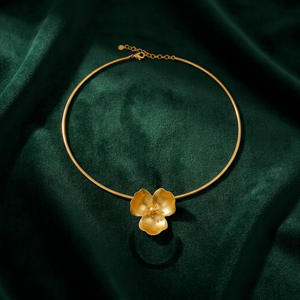 Collar de Cadena con Eslabones de Flores de Latón Chapado en Oro, Diseño Minimalista, Joyería Unisex para Regalo, Fiesta - Product Image 4