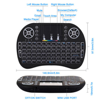 Keyboard nirkabel lampu latar 2.4GHz i8, Keyboard nirkabel mini bantalan sentuh i8, Keyboard dengan lampu latar untuk tv android