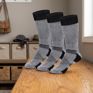 <b>Wool</b>-Nylon Knitted Crew Sports <b>Socks</b> Taiwan Made Moisture Wicking Durable Athletic Crew <b>Socks</b> for Active Fitness - Product Image 1