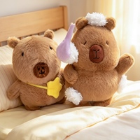Peluche Capybara Moelleuse et Douce, Assise ou Allongée, avec Mini Canard et Étoile Décorative, Idéale pour Cadeau d'Anniversaire pour Enfants