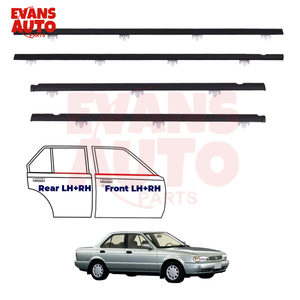 Garniture de fenêtre de porte de <span class=keywords><strong>voiture</strong></span> pour Nissan Sentra Sunny B13 4D Sedan 91-94 Weather Gloss Moulding Trim 82821-50Y01 - Product Image 6