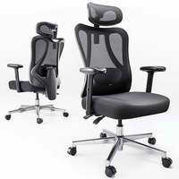 AJUNION Chaise de travail ergonomique réglable avec dossier en maille Chaise de bureau confortable et pivotante pour ordinateur avec soutien lombaire et cervical