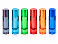 Bofanghong 25ml Flacon pulvérisateur de parfum cylindrique multicolore en verre, atomiseur vide rechargeable avec capuchon électroplaqué pour fragrance