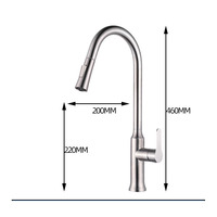 Robinet d'évier de cuisine extractible à vente chaude Accessoires de cuisine en acier inoxydable 304 Robinet de cuisine à eau chaude et froide