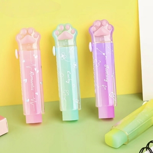 Gomme à effacer rétractable en forme de patte de <span class=keywords><strong>chat</strong></span>, sans résidus ni miettes, couleur dégradée, gomme à effacer coulissante en caoutchouc, vente en gros - Product Image 4