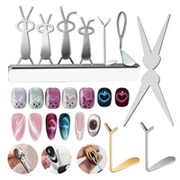 Meilleure vente 2025, tendance en ligne : Outil magnétique pour nail art en acier inoxydable, design œil de chat évidé, en forme de Y, à aspiration cœur, mignon, oreilles tombantes