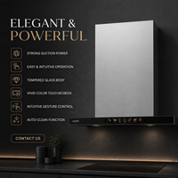 Hotte aspirante murale en acier inoxydable à commande gestuelle avec nettoyage automatique et écran TFT pour cuisine moderne