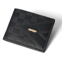 Dompet ramping untuk pria, dompet minimalis dengan ritsleting lipat dua, dompet kulit PU pria