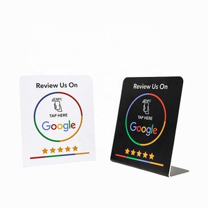 Soporte de mesa NFC para tarjetas de reseñas de Google, menú, venta al por mayor, RFID, NFC, soporte de exhibición de PVC en forma de <span class=keywords><strong>L</strong></span> para mesa, negro y blanco - Product Image 2