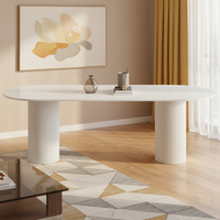 Table à manger rectangulaire en marbre et bois couleur crème, style moderne minimaliste nordique Wabi-Sabi, mobilier multifonctionnel pour la maison