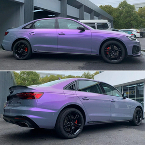 Vinilo para Envolver Autos IUWF de 1.52*17m, Rollo de Vinilo Brillante de Dos Colores, Gris Encanto Púrpura, para Envolver Todo el Vehículo - Product Image 3