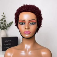 Perruque Courte Pixie Bouclée 12A en Cheveux Brésiliens, Perruque Bouclée Ondulée Lâche avec Volume, Coupe Pixie Bouclée en Cheveux Humains pour Femmes Noires