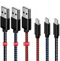 Câble de chargement USB tressé en nylon 2,4 A pour iPhone, lot de 5, 1m, 2m, 3m