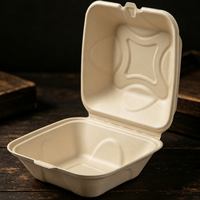 Boîte à lunch en bagasse compostable, conteneur alimentaire biodégradable en canne à sucre avec couvercle pour restaurant, pique-nique