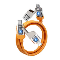 Cable de Carga Rápida Multipuerto de Silicona Líquida 100W USB-A Tipo-C con Conductor de Cobre Puro Trenzado para Cámara iOS Venta al por Mayor