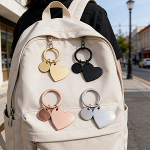 Porte-clés personnalisé en forme de cœur gravé, en métal nickelé, pour couple, artisanat, sublimation, porte-clés vierge en métal pour hôtel, personnalisable - Product Image 3