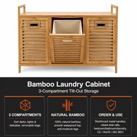 Armário de Armazenamento de Roupa Cedar Space com 3 Seções, Grande Capacidade, Cesto de Roupa Certificado com Prateleira e 3 Sacos para Banheiro