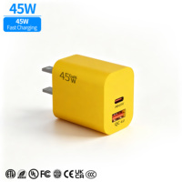 Adaptateur d'alimentation GaN PD 45W QC3.0 en gros pour l'UE/les États-Unis avec ports USB Type-C pour téléphone portable et ordinateur portable