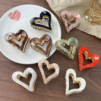 OEMElegant Luxury Design Cute Sweet Love Heart Shaped Acetate Metal Alloy 5cm Hair Claw Clip Girls Women Hair Accessories
