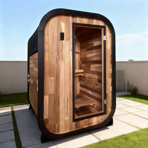 Sauna en bois massif pour 2 personnes, verre panoramique noir, chauffages TOULE & Harvia, sauna vapeur humide pour usage intérieur et extérieur - Product Image 1
