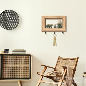Wooden Photo Frame Wall <b>Hanger</b> With Hooks For Home Entryway <b>Key</b> Rack And Small Item Storage Rectangle Shape Wall Mounted Type - Product Image 3