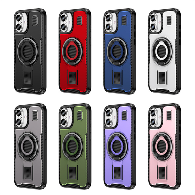 Multi Functional Phone Case Soft Silicone Ring for iPhone 16 15 14 Plus 13 12 11 Pro Max 8 7 Metal Rotated Kickstand Shockproof