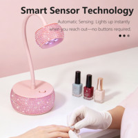 Lampu UV Mini 12w Isi Ulang dengan Sensor Otomatis 360 °   Lampu Kuku Portabel dengan Kepala Putar untuk Baterai 2200mah untuk Pengeringan Gel