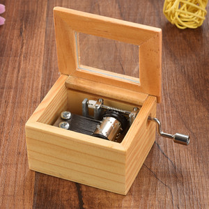 Wholesale Hand-cranked Wooden & Metal Music Box Transparent <b>Window</b> Visible Movement Musical Gift - Product Image 3