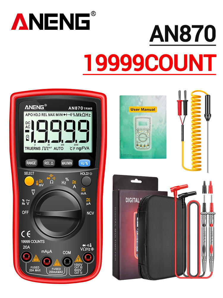 Multimètre rouge ANENG AN870 (Version Standard)