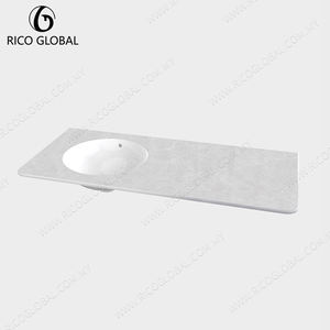Lavabo de Baño de Porcelana de Superficie Sólida de Una Pieza, Elegante y de Lujo - Product Image 4