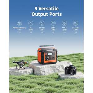 Générateur solaire portable EBL 300 110V/330W à onde sinusoïdale pure, avec protection contre les surtensions 600W, pour panneaux solaires AU/US/EU (non inclus) - Product Image 1