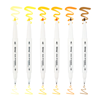 Ensemble de stylos pinceaux à double pointe Kmay K-687, nuances de jaune, lot de 6, marqueurs d'art à base d'eau avec pinceau flexible et pointe fine