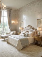 Panneau mural mat argenté brodé, motif feuilles de Ginkgo, pour chambre à coucher et décoration murale d'hôtel