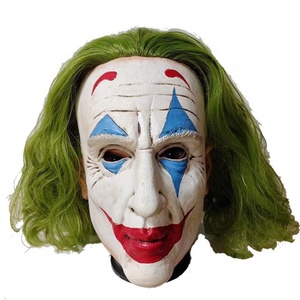 Fornitore del partito maschera da Clown con parrucca morbida in lattice di gomma piena testa maschera Costume da <span class=keywords><strong>Joker</strong></span> per festa in maschera di Halloween - Product Image 6