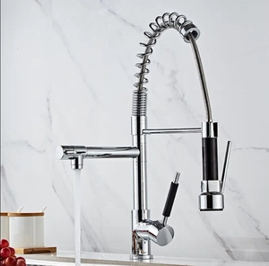 Mới phổ biến 201 thép không gỉ vòi kép Bồn Rửa Nhà Bếp Mixer tap lỗ duy nhất chrome mùa xuân Vòi Nước Nhà Bếp - Product Image 6