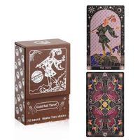 Jeu de tarot papillon de haute qualité en cuir véritable avec feuille d'or, 78 cartes, manuel d'instructions pour débutants