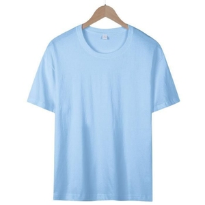 T-shirt da donna casual in cotone a maniche corte, lavorata a maglia, di alta qualità, comoda, estiva, da 200 grammi, azzurra, per <span class=keywords><strong>coppia</strong></span> - Product Image 5