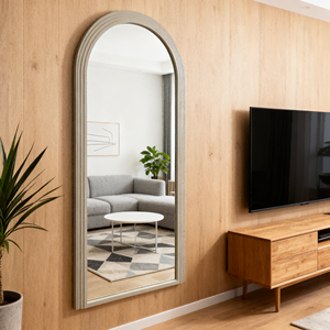 Grand miroir décoratif vintage Art Déco, couleur personnalisable, verre HD, cadre en bois, arche en métal, décoration murale debout pour la maison, la chambre à coucher - Product Image 2