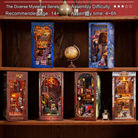 Kit DIY de niche à livres de Noël en bois, maison de poupée miniature, puzzle 3D à assembler, insert de bibliothèque avec lumière LED, cadeaux de Noël
