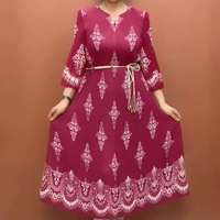 Robe plissée Miyake élégante à col en V et manches évasées pour femmes africaines, grande taille, avec ceinture, style décontracté